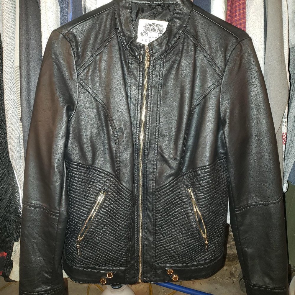 black leather jacket